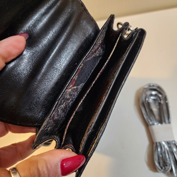 Londgoon Leather Black Crocodile Pattern Crossbody Cards Holder  Bag - Picture 6 of 13